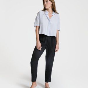 Grana Silk Ankle Pants; Black; XS/Short